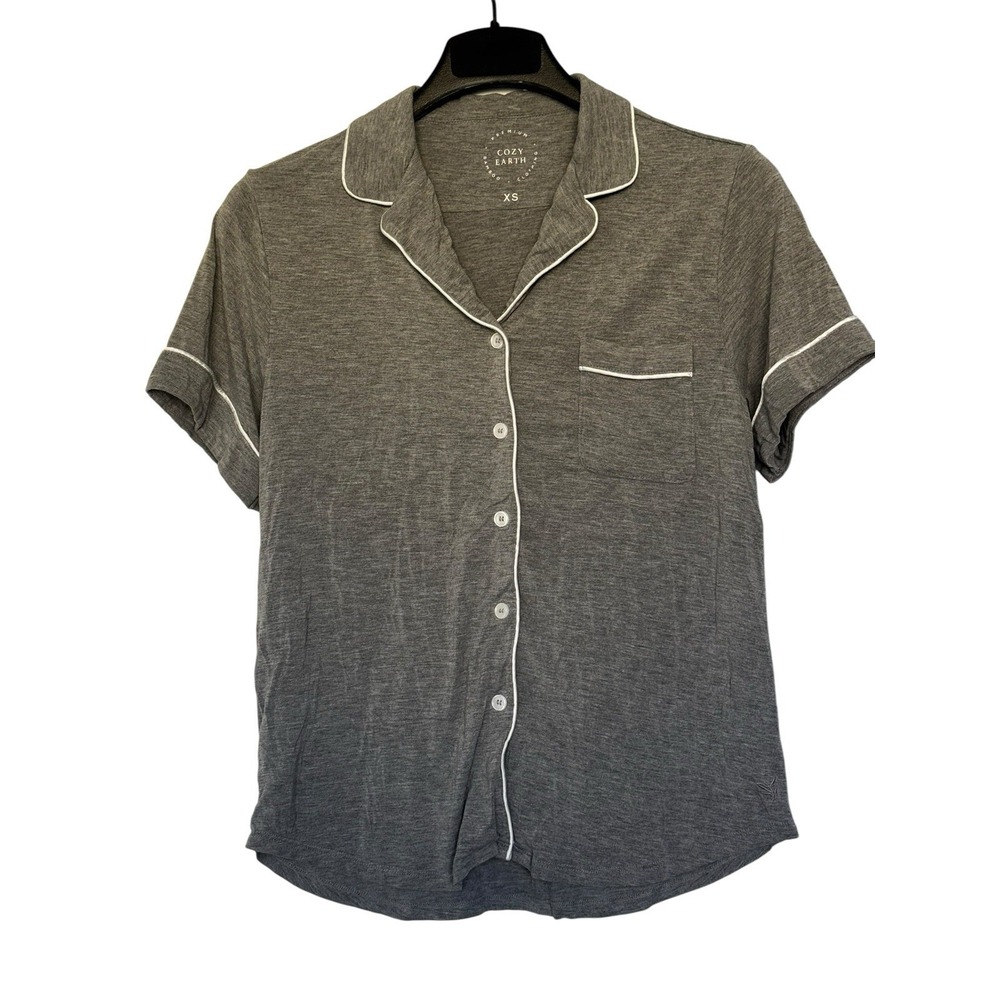 COZY EARTH Women's Bamboo‎ Stretch-Knit Short Sleeve Pajama Top in Gray XS